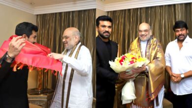 Photo of अमित शाह ने फिल्म आरआरआर के अभिनेता राम चरण और उनके पिता चिरंजीवी से की मुलाकात…