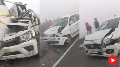 Photo of कोहरा बना आफत:जेवर में यमुना एक्सप्रेसवे पर सात गाड़ियां आपस में टकराई